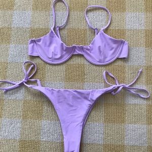 Zaful Tie Underwire Balconette Bikini Set